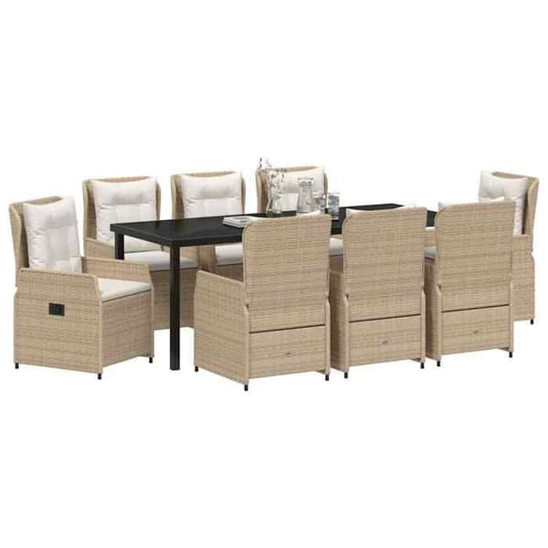 Maison Exclusive - 9 dele have spisebordssæt i beige og lys grå beige