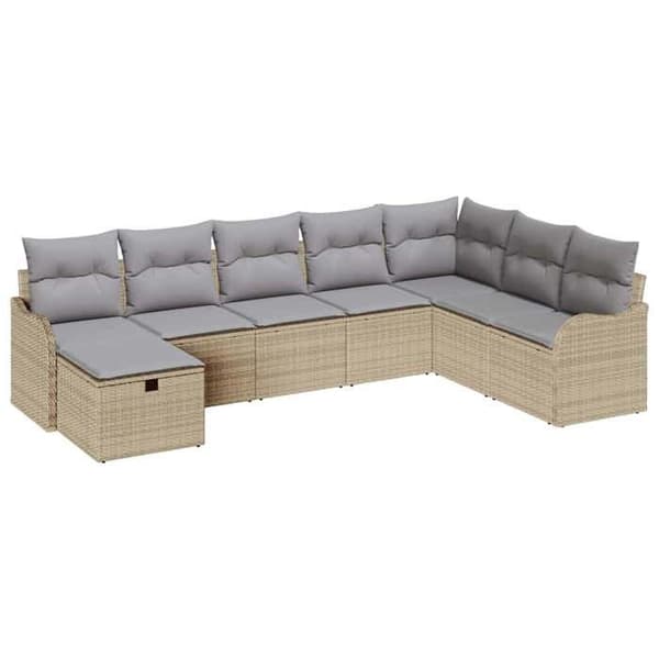 Maison Exclusive - 8 osan beige polyrottinkinen puutarhakalustesetti