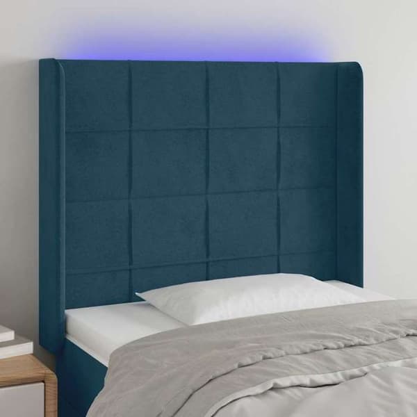 Maison Exclusive - Sänggavel med LED Blå mörk 103x16x118/128 cm Sammet