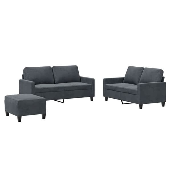 Maison Exclusive - Sæt af 3 sofaer med puder Mørkegrå Velour