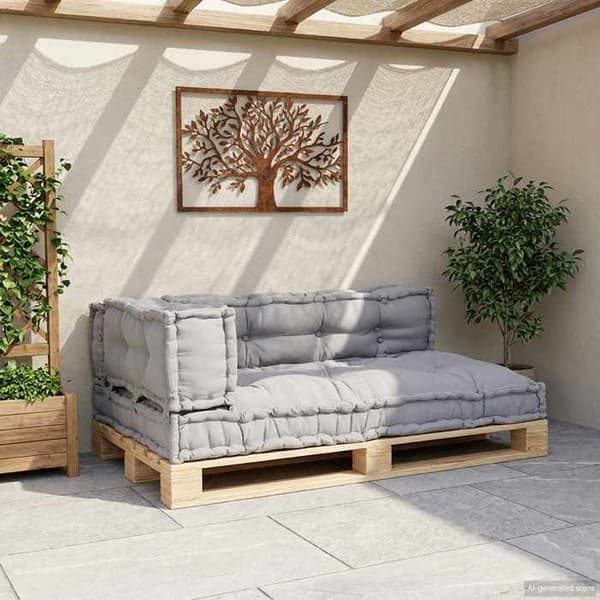 Soffkudde på pall - EXKLUSIV HEM - 3 delar - Grå - 120 x 80 x 38 cm - Modulerbar skum Grå