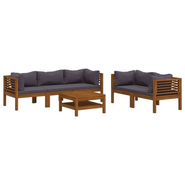 Maison Exclusive - Havegruppe 6 stk med pude i solid akacietræ