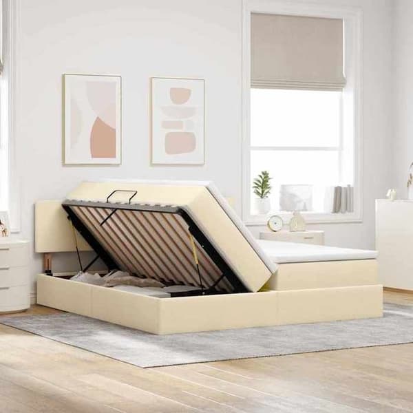 Maison Exclusive - Opbevaringsseng Creme 180 x 200 cm Syntetisk læder Grädde