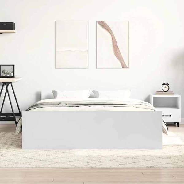 Sengestel - EKSKLUSIV HUS - 150x200 cm - Hvid - Hoved- og fodende - Robuste lameller Vit