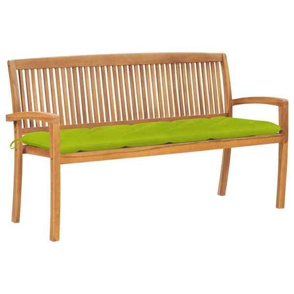 Havemøbel - Eksklusivt Hus - Massiv Teak - 159 cm - Stabelbar Ljusgrön (kudde)