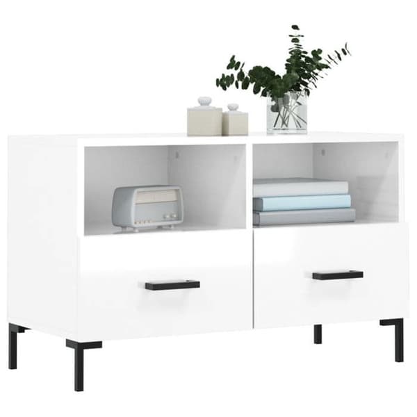Maison Exclusive - TV-möbel Vit glans 80x36x50 cm Ingenjörsträ
