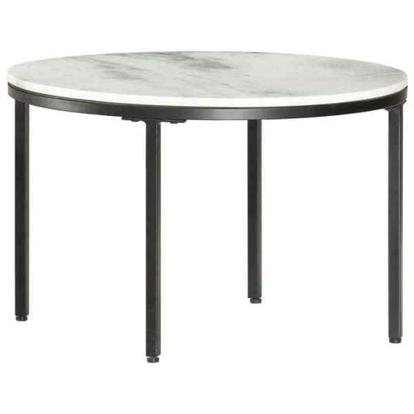 Maison Exclusive - Sofabord Hvid og sort Ø65 cm Ægte marmor Vit och svart