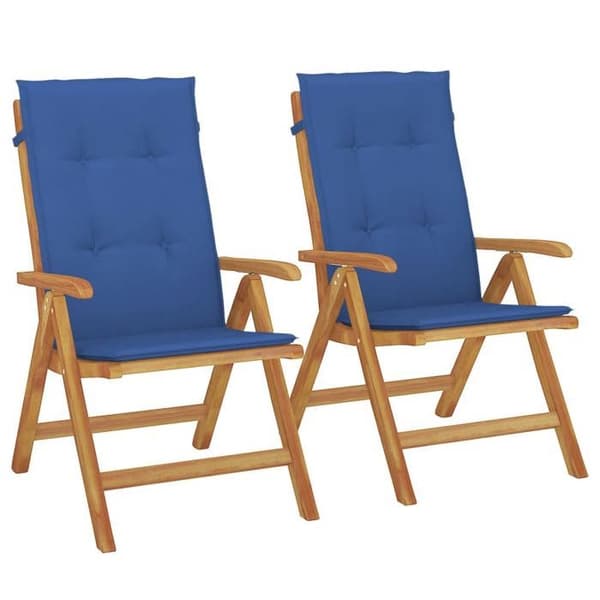 Maison Exclusive - Fällbara lutande fåtöljer med kuddar, 2 stycken, i massivt teakträ
