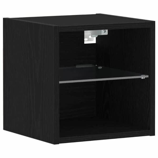Maison Exclusive - Væghængt Natbord LED 2 stk Sort 30 x 28,5 x 30 cm