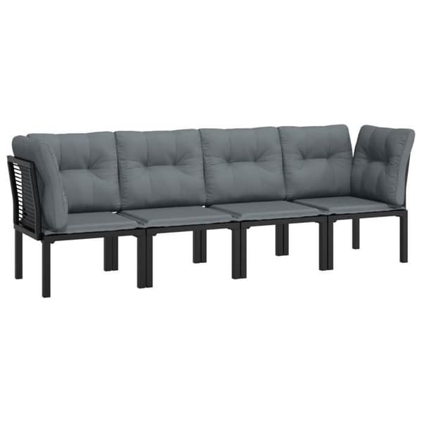 Trädgårdsmöbler 4 delar - Exklusivt hus - Flätad resin - Grå - Modulär