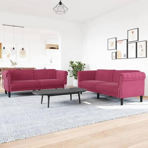 Maison Exclusive - 2 kpl:n sohvasetti punainen viininpunainen sametti