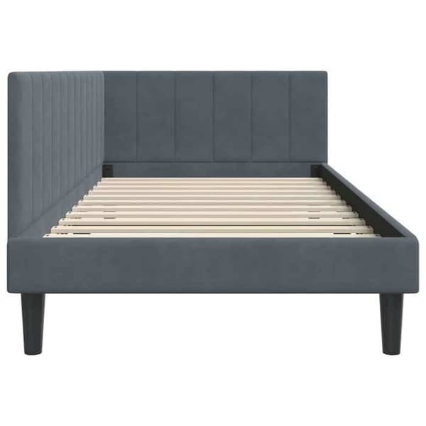 Hjørneseng - EKSKLUSIV HUS - 100x200 cm - Mørkegrå velour - L konvertibel - Lamelseng Mörkgrå