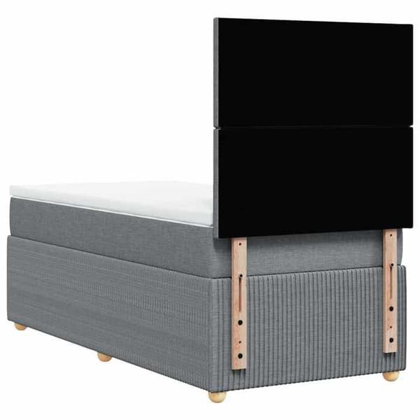 Maison Exclusive - Sengebund med lameller og madras Lys grå 90x200 cm Stof