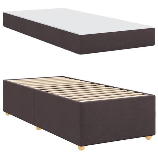 Maison Exclusive - Sängram med madrass Mörkbrun 90 x 200 cm tyg