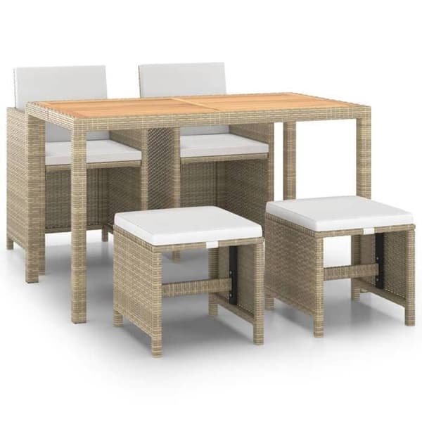 Maison Exclusive - Puutarhakalusteryhmä ja tyynyt 5 kpl Polyrottinki Beige
