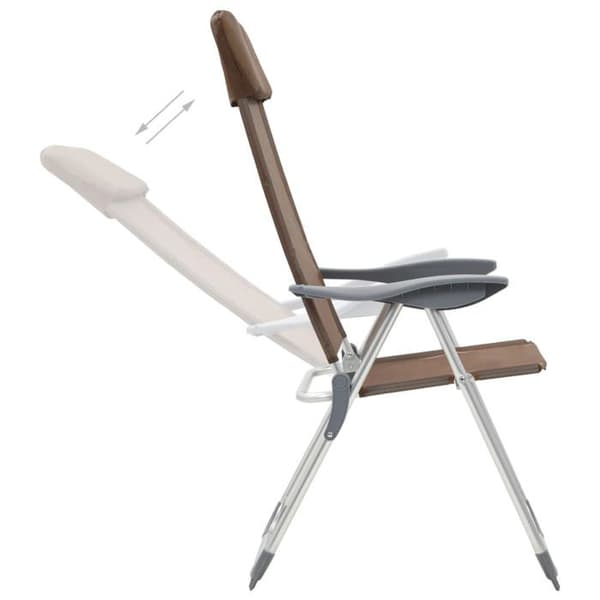 Maison Exclusive - Samling af 2 brune sammenklappelige campingstole i aluminium