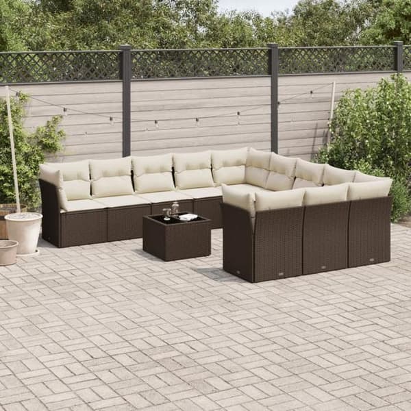 Maison Exclusive - Trädgårdsmöbler med kuddar 12 delar brun flätad resin brun