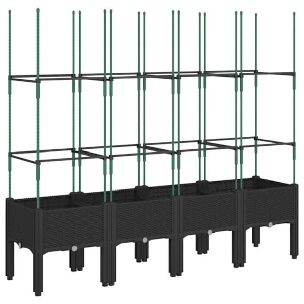 Sort Plantekasse med sort espalier 160x40x142,5 cm PP Svart