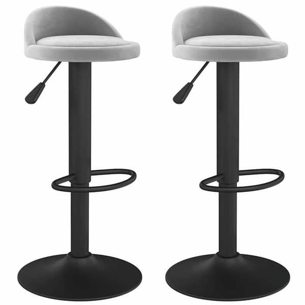 Maison Exclusive - Barstolar set om 2 ljusgrå sammet