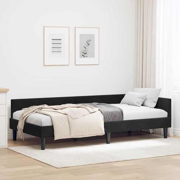 Maison Exclusive - Musta kulmasänky 90 cm x 190 cm Sametti
