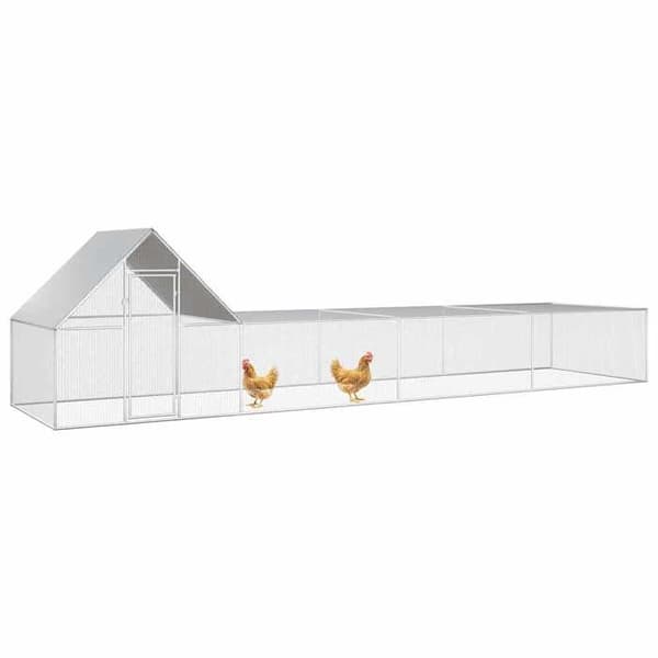 Maison Exclusive - Hønsehus 8 x 2 x 2 m Galvaniseret stål Silver