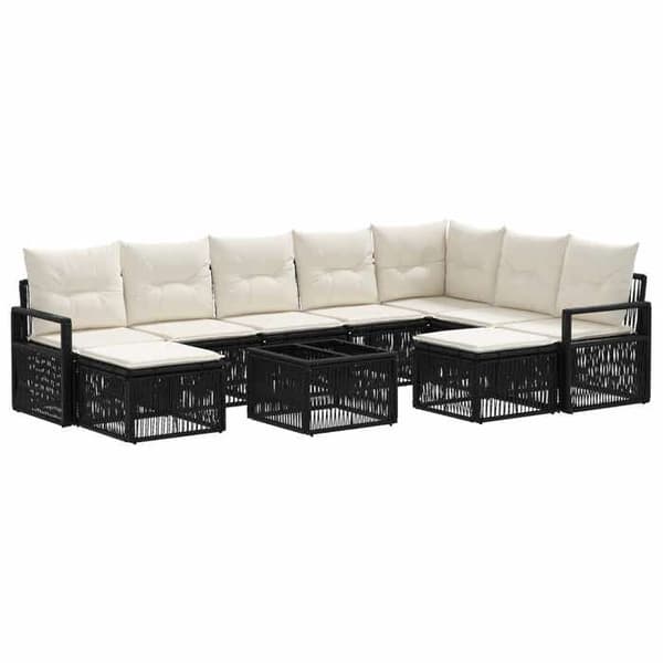 Maison Exclusive - Sæt af 10 pc have-sofaer i sort polyrotin