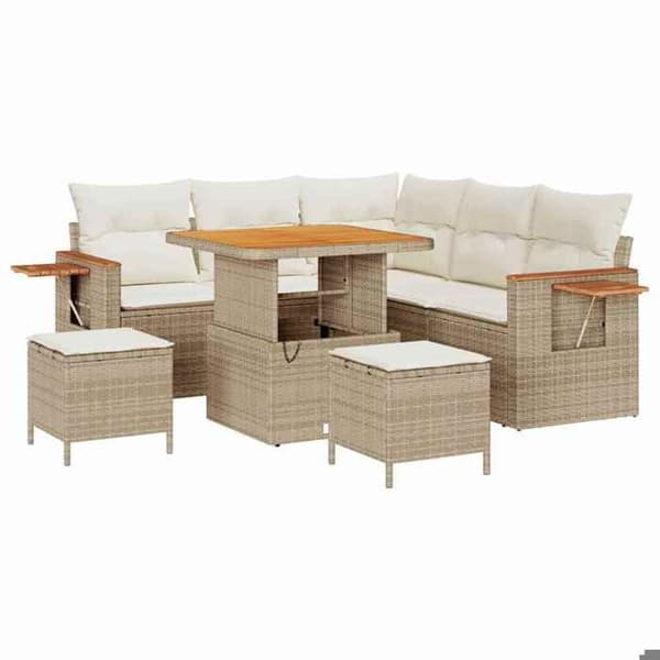 Maison Exclusive - 9 osan puutarhakalustesarja 8 hengelle Beige ja kerma