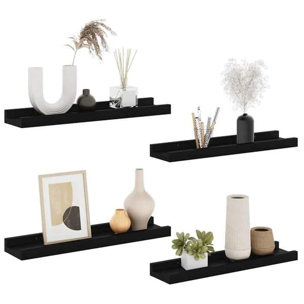 Maison Exclusive - Seinähyllyt 4 kpl Musta 40x9x3 cm Svart