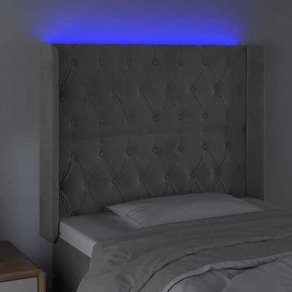 Maison Exclusive - LED-päätyharso Vaaleanharmaa 93x16x118/128 cm Sametti ljusgrått