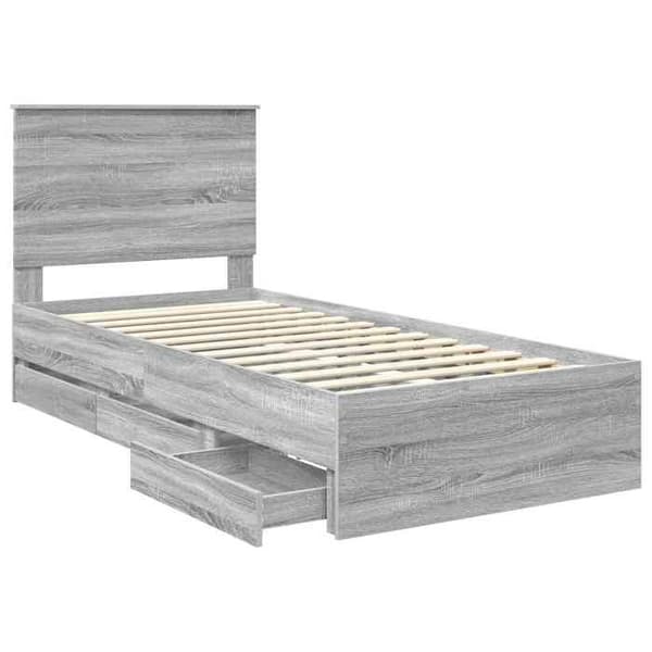 Maison Exclusive - Sängram Grå Sonoma 90 x 190 cm Ingenjörsträ
