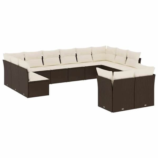Maison Exclusive - Trädgårdsmöbler med kuddar 12 delar brun flätad resin