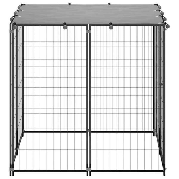 Maison Exclusive - Chenil Noir 110x110x110 cm Stål svart och silvergrå