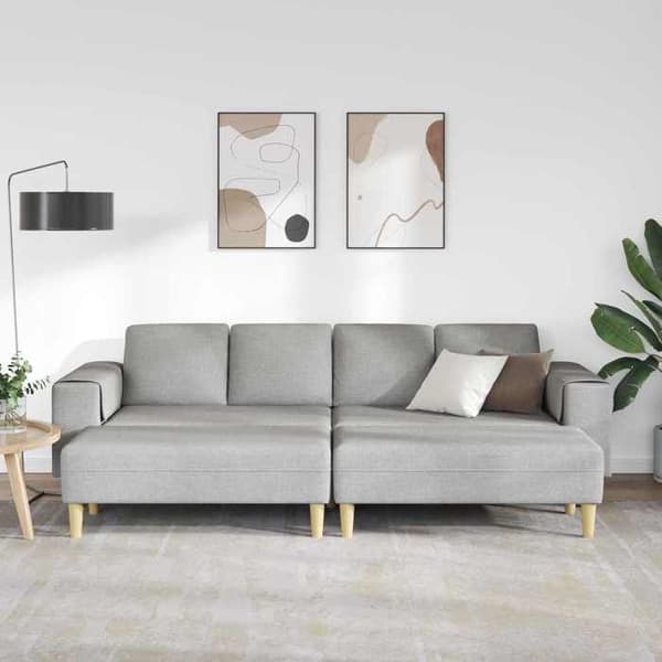 Soffa - EXKLUSIVT HUS - 3 platser - Molngrå - Andningsbart polyester - Ben i brunt trä Molngrå