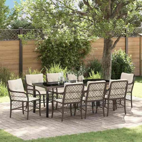 Maison Exclusive - 9 pc spisebordssæt til haven i brun polyrotin brun