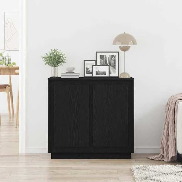 Maison Exclusive - Buffet Sort egetræ 80 x 40 x 75 cm Ingeniørtræ svart ek