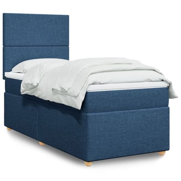 Maison Exclusive - Sengestel med springmadras Blå 90x200 cm Stof