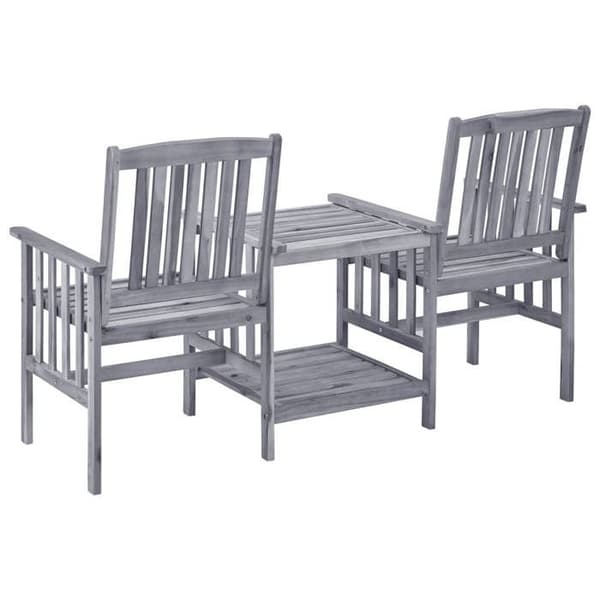 Maison Exclusive - Trädgårdsstolar med tebord och kuddar i solid akacia