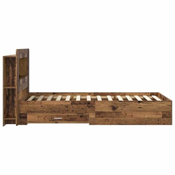 Sengestel - EKSKLUSIV HUS - Gammelt træ - 90 x 190 cm - Indbygget opbevaring - Hovedgærde Ej specificerat