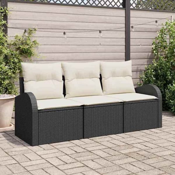 Havemøbler - EKSKLUSIVT HUS - Moduler - 3 dele - Poly rattan sort og hvid - UV-resistent Svartvitt