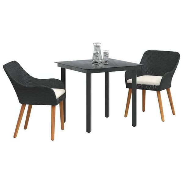 Maison Exclusive - Sæt af 3 pc have spisebord i sort polyrotin Svart