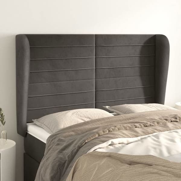Maison Exclusive - Päätylevy korvilla Tummanharmaa 147x23x118/128 cm Sametti mörkgrå