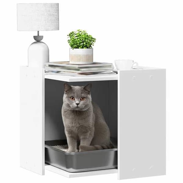 Maison Exclusive - Kattlåda i vit ingenjörsträ