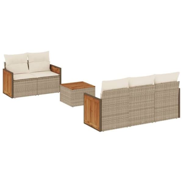 Maison Exclusive - Trädgårdsmöbler med kuddar 6 delar beige flätad resin beige