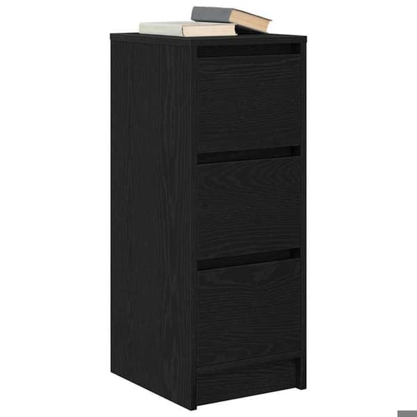 Maison Exclusive - Buffet i sort egetræ 29,5x34x76 cm ingeniørtræ svart ek