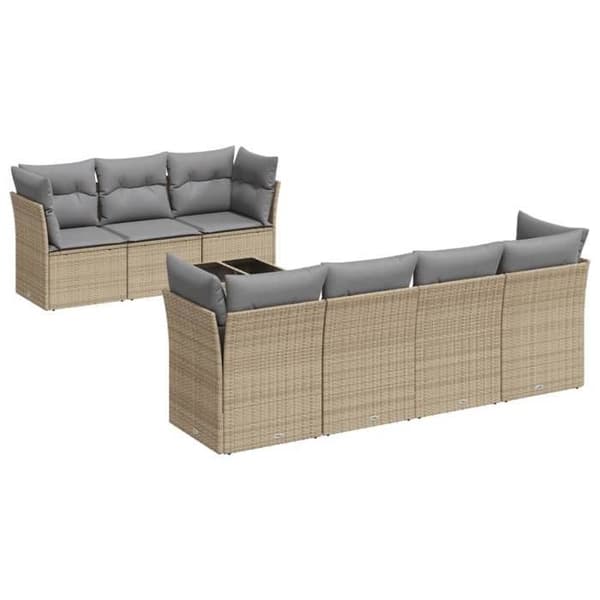 Maison Exclusive - Trädgårdsmöbler med kuddar 8 delar beige flätad resin