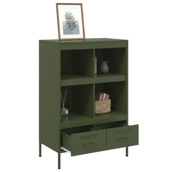 Maison Exclusive - Buffé hög olivgrön 68x39x101,5 cm stål
