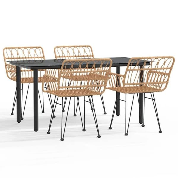 Maison Exclusive - Trädgårdsset 5 delar i flätad resin