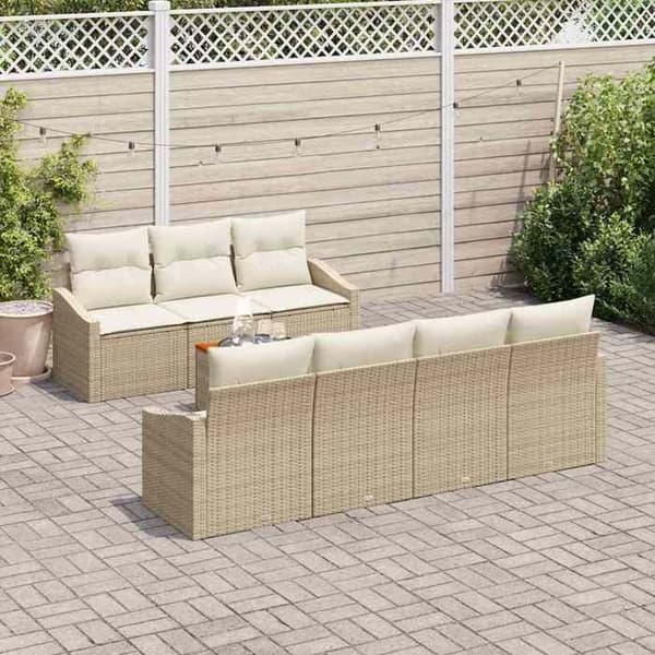 Maison Exclusive - 8 osan beige polyrottinkinen puutarhakalustesetti