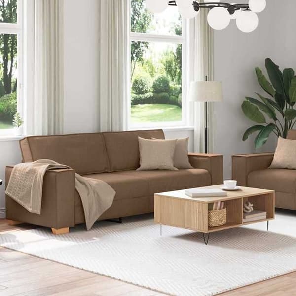 Maison Exclusive - 2-delars soffgrupp med bruna tygkuddar brun