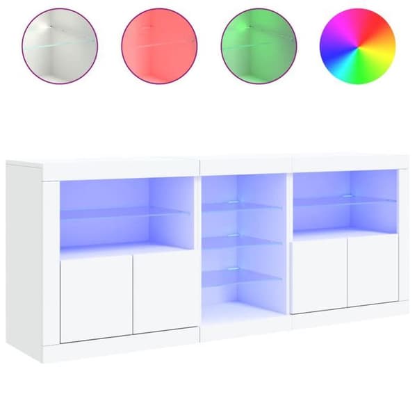 Maison Exclusive - Buffet med hvide LED-lys 162x37x67 cm